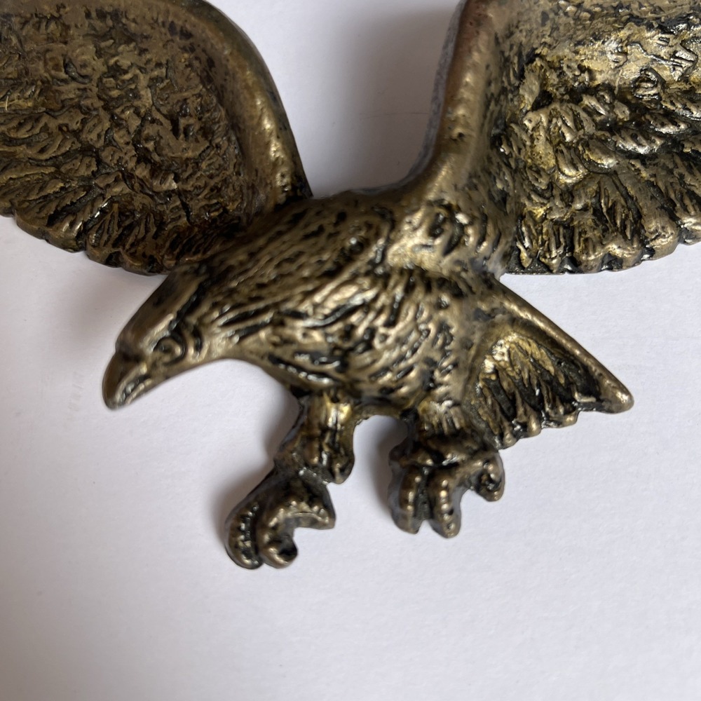 Vintage Cast Metal Brass Eagle Wall Hanging Office Home Decoration 9" - Picture 3 of 8